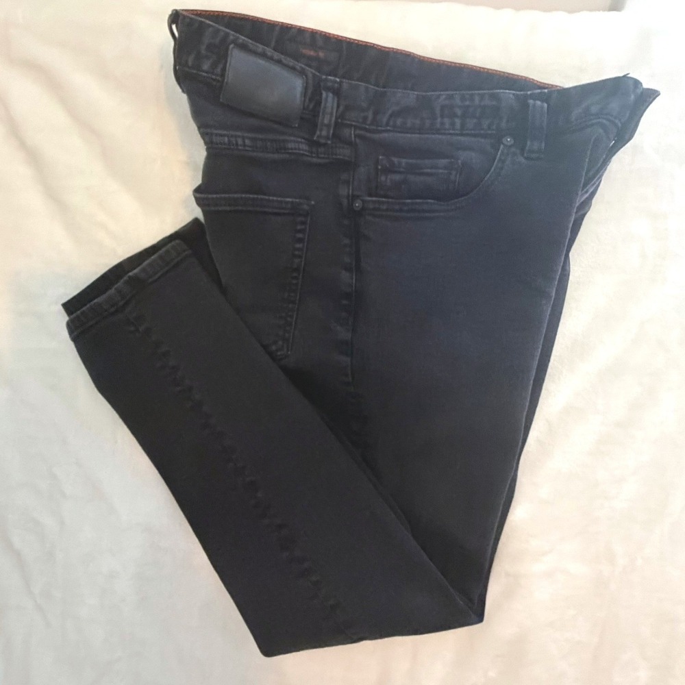 Alberto Pipe Jeans Mens 33x32 BLACK DS Dual FX Luxury 400 Regular Fit SEE FLAW